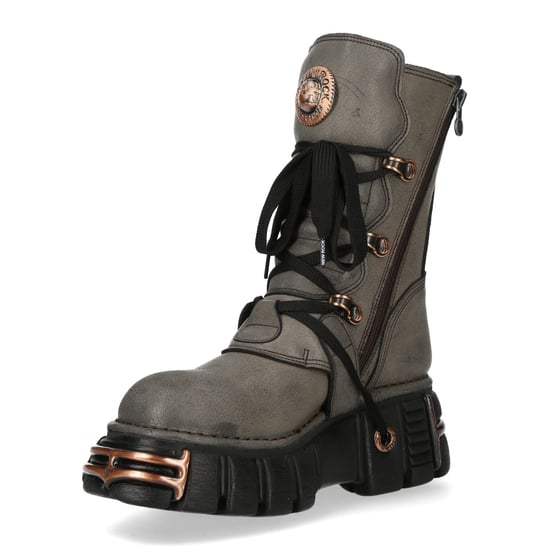 Neue Rock Grey Brown Leder Gothic Mid-Calf Biker Boots - M-373XL-C119 - Image 6
