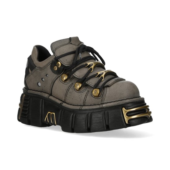 Neue Rock Gothic-Plateau-Ankle-Boots aus braun-grauem Leder - M-120N-C119 - Image 3