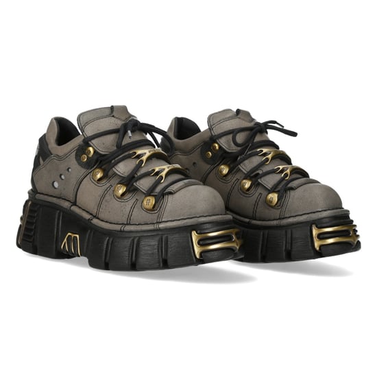 Neue Rock Gothic-Plateau-Ankle-Boots aus braun-grauem Leder - M-120N-C119 - Image 4