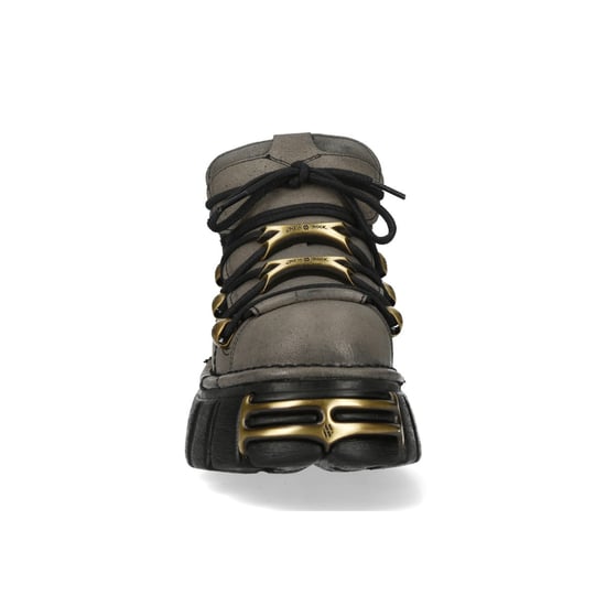 Neue Rock Gothic-Plateau-Ankle-Boots aus braun-grauem Leder - M-120N-C119 - Image 5