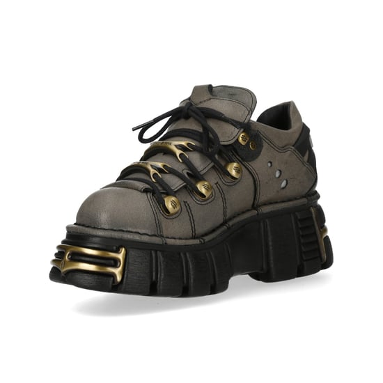 Neue Rock Gothic-Plateau-Ankle-Boots aus braun-grauem Leder - M-120N-C119 - Image 6