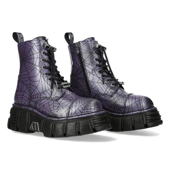 New Rock Lila Leder Gothic Militär Biker Stiefel - MILI084N-S3 - Image 4