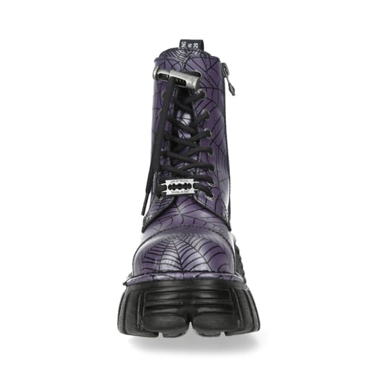 New Rock Lila Leder Gothic Militär Biker Stiefel - MILI084N-S3 - Image 5