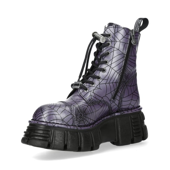 New Rock Lila Leder Gothic Militär Biker Stiefel - MILI084N-S3 - Image 6