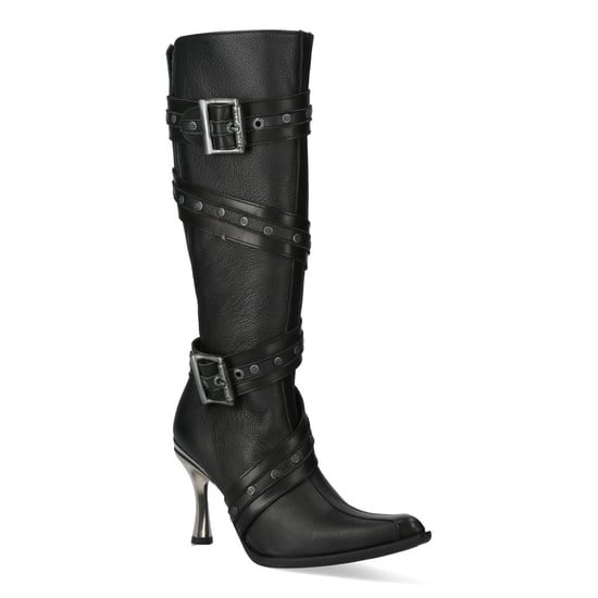 New Rock Damen-Kniehohe Gothic-Stiefel aus schwarzem Leder mit Absatz - M-9029-C10 - Image 4