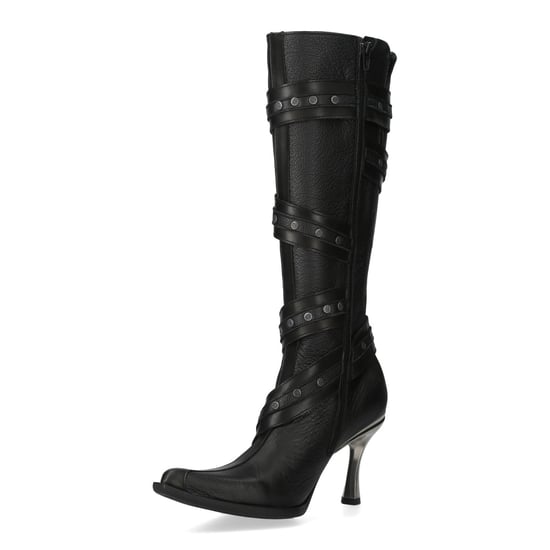 New Rock Damen-Kniehohe Gothic-Stiefel aus schwarzem Leder mit Absatz - M-9029-C10 - Image 5