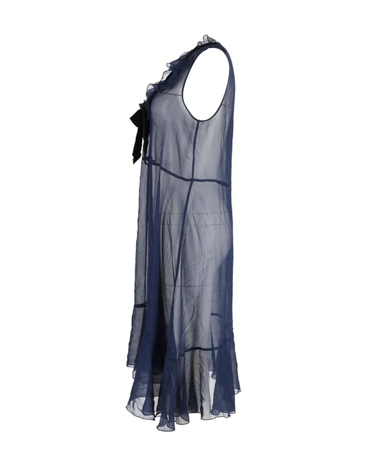 See by Chloé – Chiffonkleid mit Samtbesatz und Rüschen aus marineblauem Polyester - Image 2