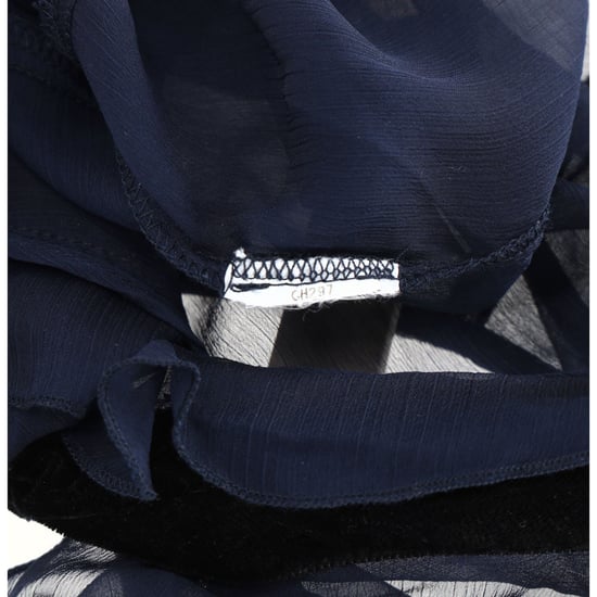 See by Chloé – Chiffonkleid mit Samtbesatz und Rüschen aus marineblauem Polyester - Image 4