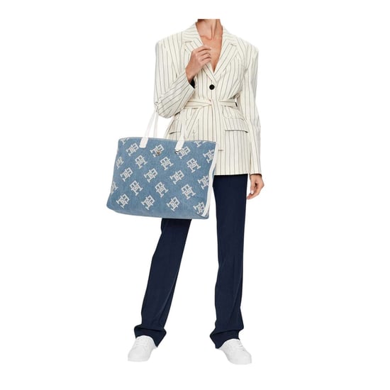 Tommy Hilfiger - Handtasche, Logo-Muster (Blau) - Image 5