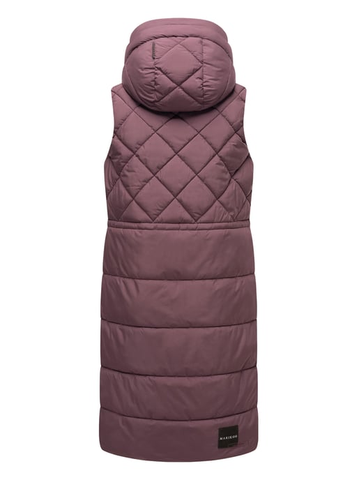 Marikoo lange Damen Steppweste mit Kapuze & Magnetverschluss – Narikaa - Image 4