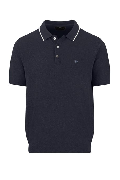 FYNCH-HATTON KNITTED POLO SHIRT NAVY - Image 1