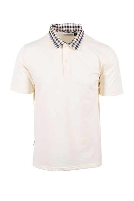 AQUASCUTUM CLUB CHECK COLLAR POLO OLD WHITE - Image 1