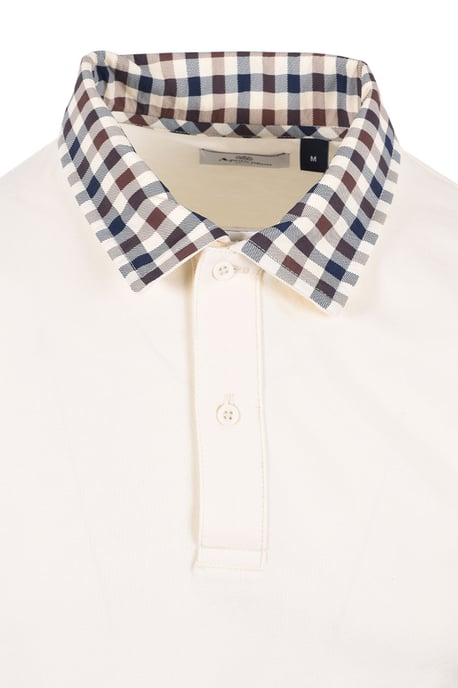 AQUASCUTUM CLUB CHECK COLLAR POLO OLD WHITE - Image 2