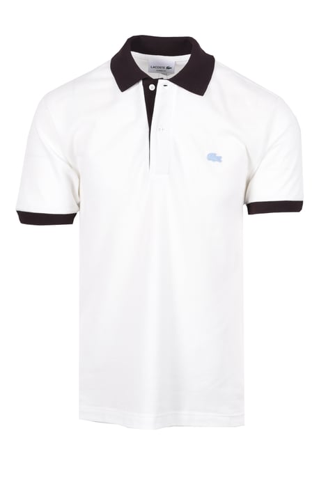 LACOSTE POLO SHIRT WHITE/BROWN - Image 1