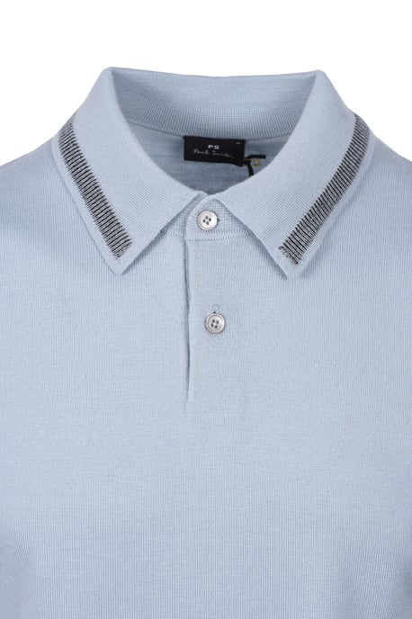 PAUL SMITH MERINO SWEATER SS POLO BLUE - Image 2