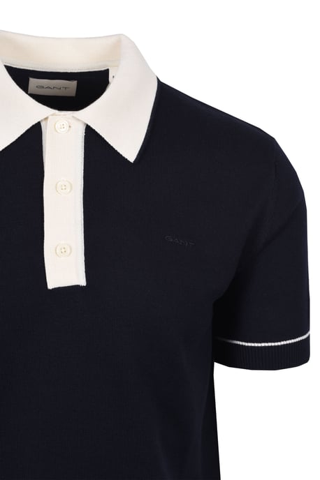 GANT COTTON MODAL KNITTED POLO EVENING BLUE - Image 2