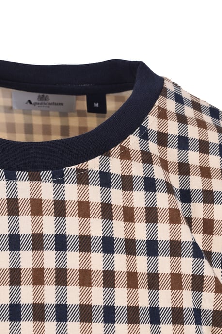 AQUASCUTUM  CLUB CHECK T-SHIRT NAVY - Image 3