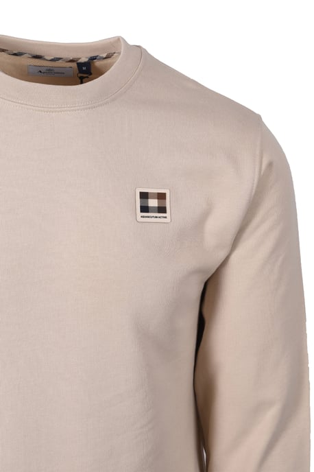 AQUASCUTUM BADGE CREWNECK SWEATSHIRT BEIGE - Image 2