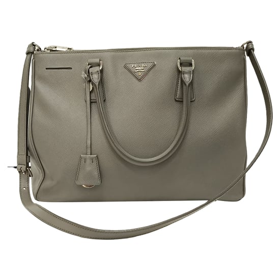 Prada Medium Galleria Double Zip Tote Bag aus grauem Saffiano-Leder - Image 1