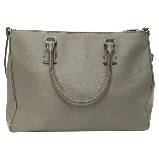 Prada Medium Galleria Double Zip Tote Bag aus grauem Saffiano-Leder - Image 2