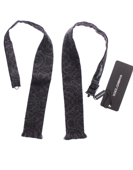 Dolce & Gabbana Graugblack Wolle Seide Fliege - Image 6