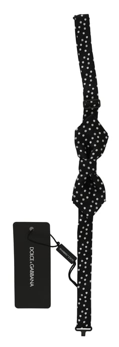 Dolce & Gabbana Black Polka Dots Silk A réglable Neck Papillon Hommes Bow Men's Tie - Image 2