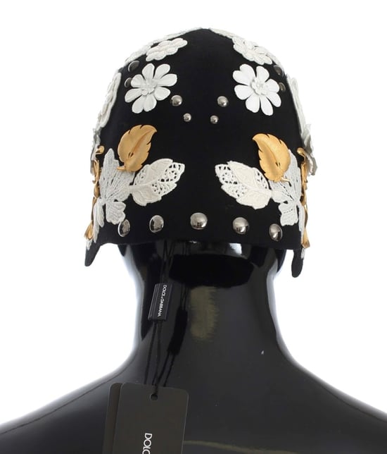 Dolce & gabbana laine noire blanc floral gol feuille de feuilles - Image 3