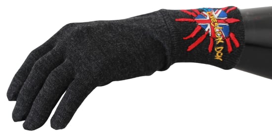 Dolce & Gabbana Gray # Dmen'slondon Broidered Wool Men's Gloves - Image 2