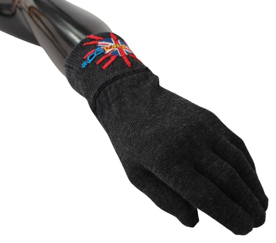 Dolce & Gabbana Gray # Dmen'slondon Broidered Wool Men's Gloves - Image 3