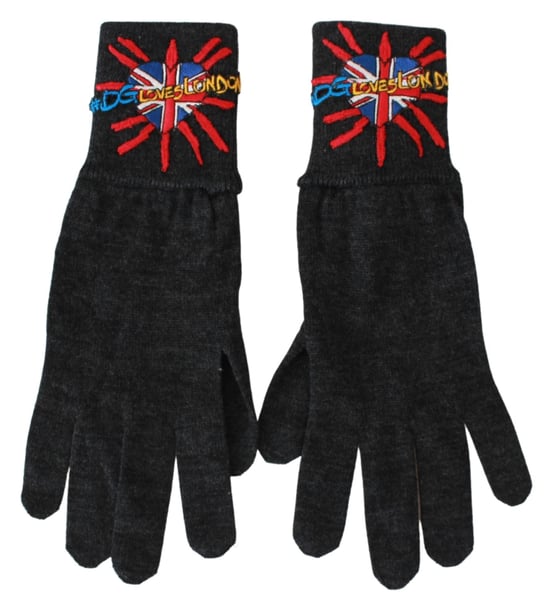 Dolce & Gabbana Gray # Dmen'slondon Broidered Wool Men's Gloves - Image 4
