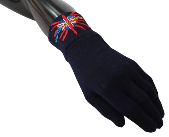 Dolce & Gabbana Blue # Dmen'slondon Broidered Wool Men's Gloves - Image 3