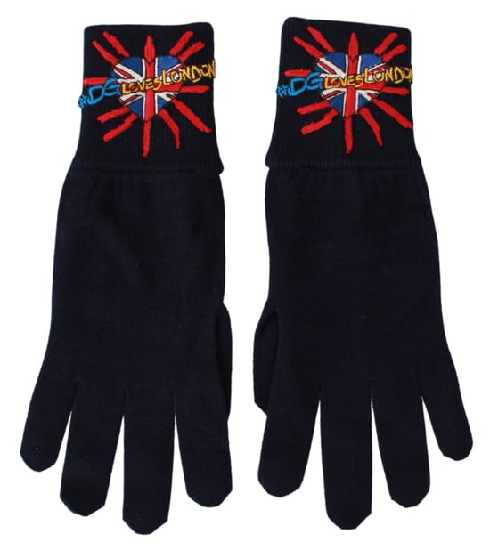 Dolce & Gabbana Blue # Dmen'slondon Broidered Wool Men's Gloves - Image 4