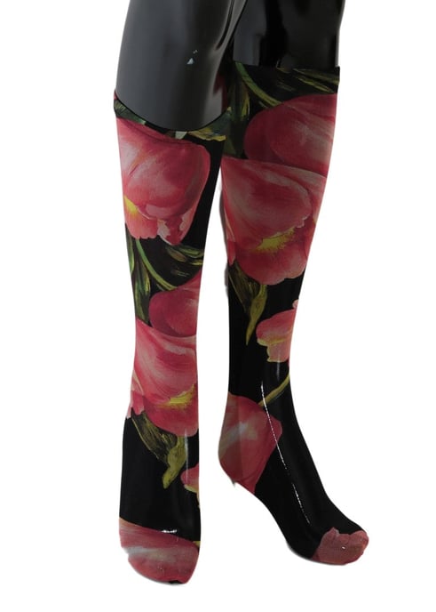 Dolce & Gabbana Mehrfarbige Blumige Tulpen-Nylon-Socken - Image 1