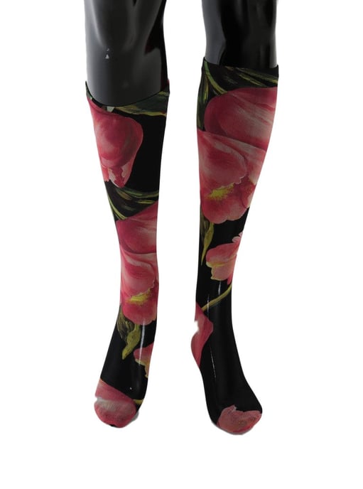 Dolce & Gabbana Mehrfarbige Blumige Tulpen-Nylon-Socken - Image 2