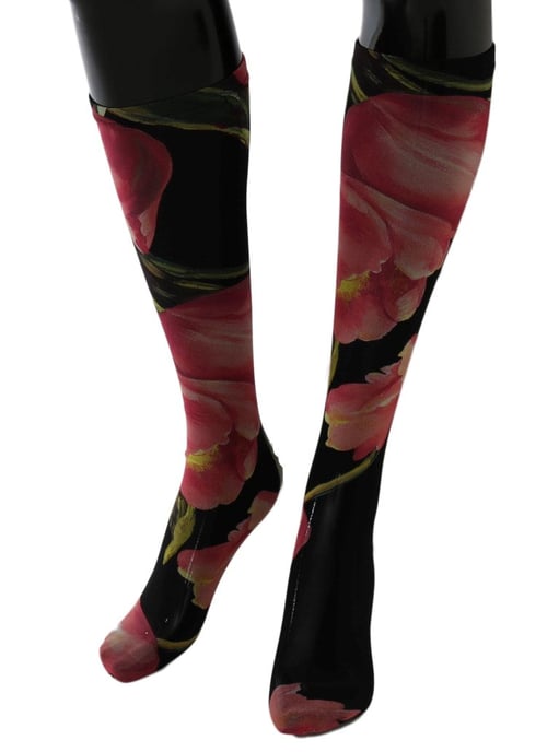 Dolce & Gabbana Mehrfarbige Blumige Tulpen-Nylon-Socken - Image 3