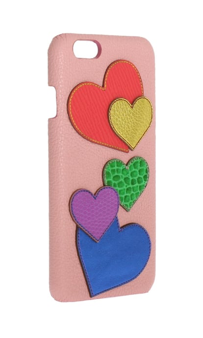 Dolce & Gabbana Chic Pink Leder Herz-Besetzte Damen Smartphone Hülle - Image 2