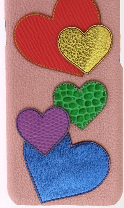 Dolce & Gabbana Chic Pink Leder Herz-Besetzte Damen Smartphone Hülle - Image 5