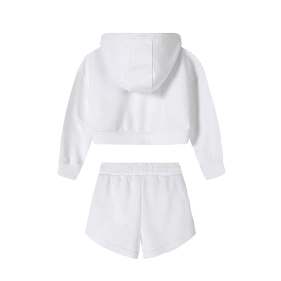 Minoti - Sweatshirt und Shorts Set für Mädchen, Mit vorderem Reißverschluss (Weiß) - Image 2