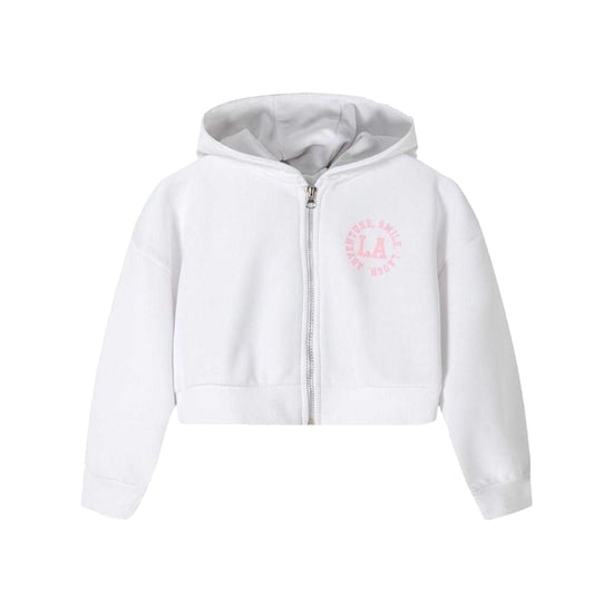 Minoti - Sweatshirt und Shorts Set für Mädchen, Mit vorderem Reißverschluss (Weiß) - Image 3