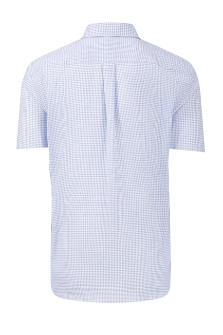 FYNCH-HATTON SHORT SLEEVED OXFORD SHIRT BLUE CHECK - Image 2