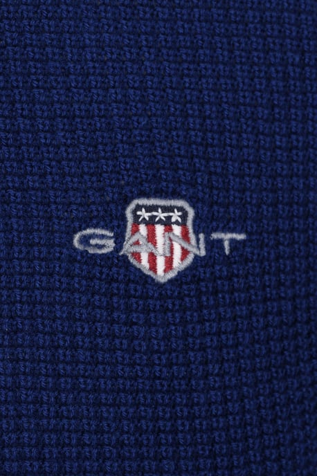 GANT MICRO TEXTURED HALF ZIP KNITWEAR RICH NAVY - Image 3