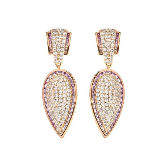 Luxenter Ohrringe aus Zirkonia in Amethystoptik, veredelt mit 18 Karat Gelbgold – Halek - Image 1