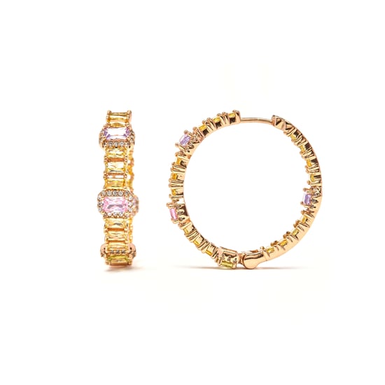 Luxenter Ohrringe aus mehrfarbigem Zirkonia mit 18-karätiger Gelbgold-Finish – Phisma - Image 1