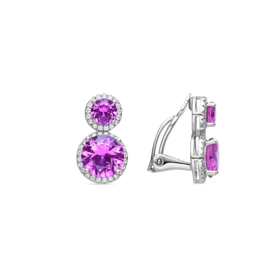 Luxenter Ohrringe aus 925er Sterlingsilber und rosa Zirkonia, rhodiniert – Pruka - Image 1