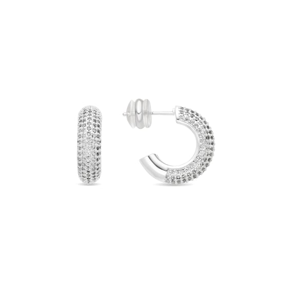 Luxenter Ohrringe mit 17 mm Durchmesser, silberfarben und mit brillantgeschliffenen Zirkonia – Niras - Image 1