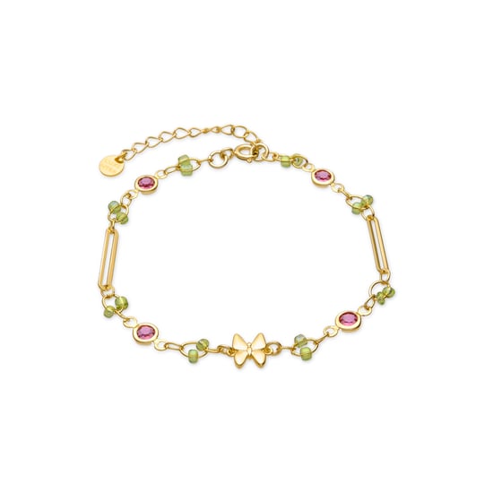 Luxenter Armband aus 925er Sterlingsilber und Zirkonia in Rubinoptik mit 18 Karat Gelbgold-Finish – Pirox - Image 1