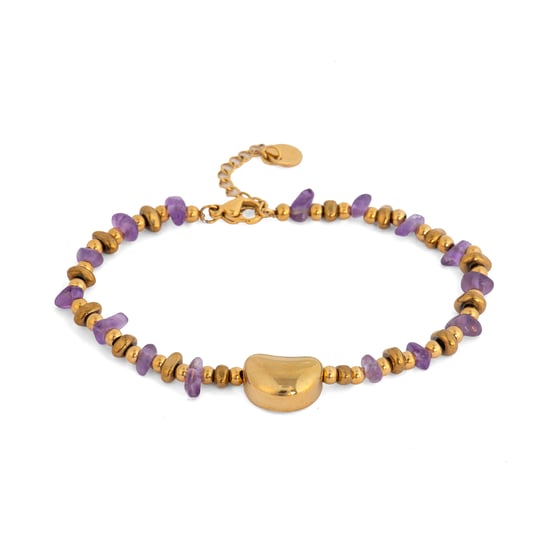 Luxenter Armband mit 18 Karat Gelbgold-Finish und natürlichem Amethyst – Tarthae - Image 1