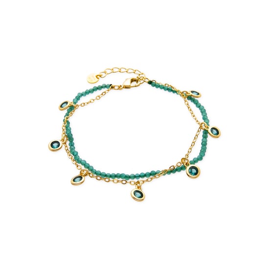 Luxenter Armband mit smaragdgrünem Zirkonia, 18 Karat Gelbgold-Finish – Zaru - Image 1