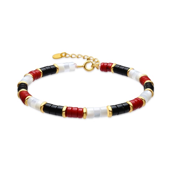 Luxenter Armband aus 925er Sterlingsilber und Koralle, 18 Karat Gelbgold-Finish – Siraba - Image 1