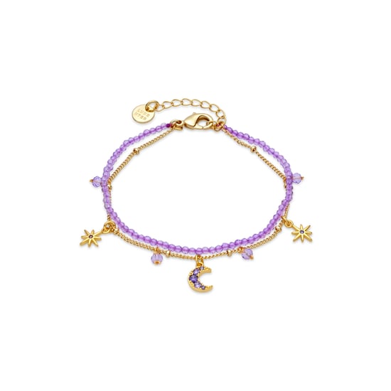 Luxenter Armband aus violettem Kristall mit 18 Karat Gelbgold-Finish – Ayora - Image 1
